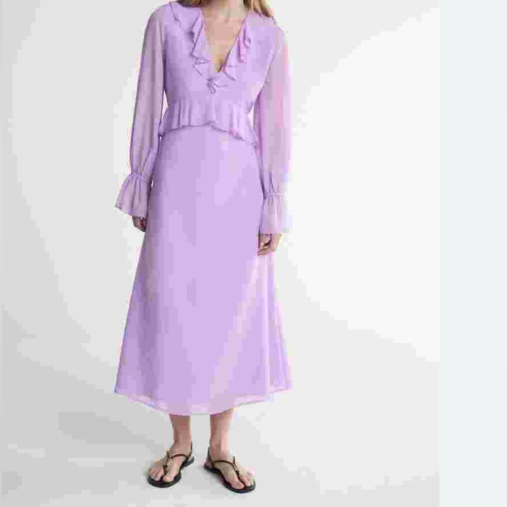 SCOOP RUFFLE MAXI VIOLET BLOOM DRESS NEW